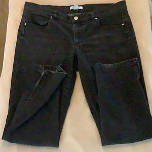 WHBM noir wash denim with ankle zippers. Size 14